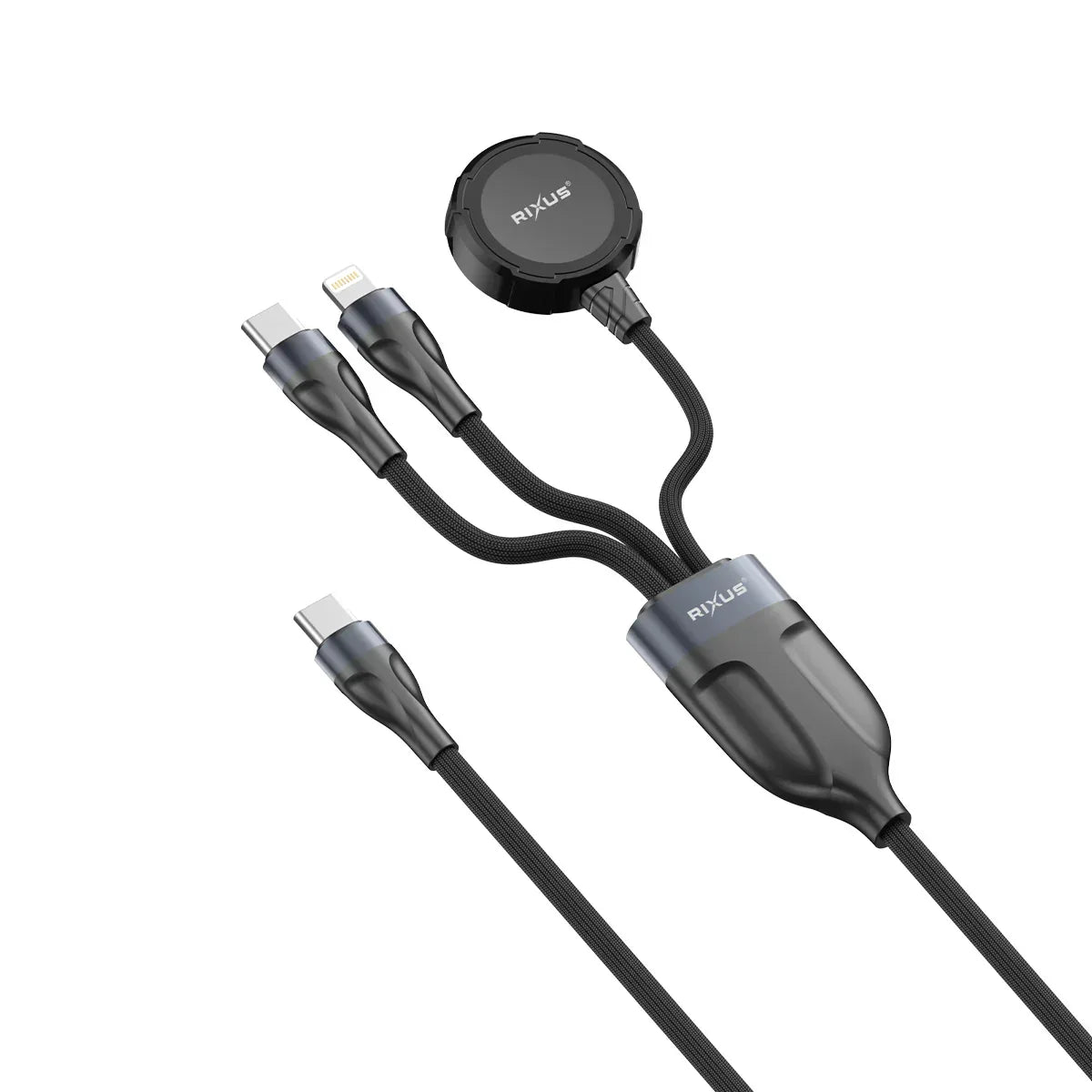 Rixus - 3 en 1 Cargador de Reloj y Movil - Cable 1.2m (RXUC31) - ZONA PHONE