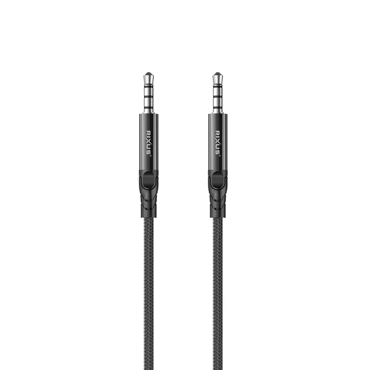 Rixus - Cable AUX 3,5 mm a 3,5 mm trenzado 1,2 m negro (RXMU35) - ZONA PHONE