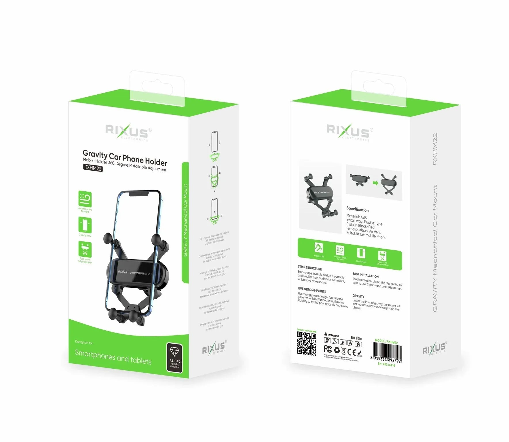 Rixus - Soporte universal para móvil de coche por gravedad (RXHM22) - ZONA PHONE