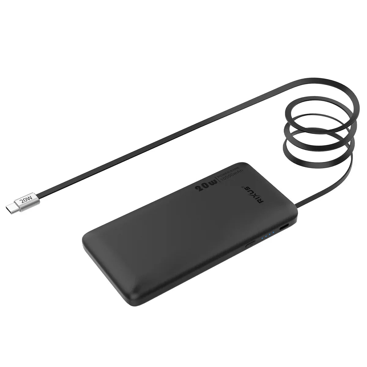 Rixus - Batería externa 10.000 mAh 22,5W con cable USB-C integrado 70 cm (RXPB08) - ZONA PHONE