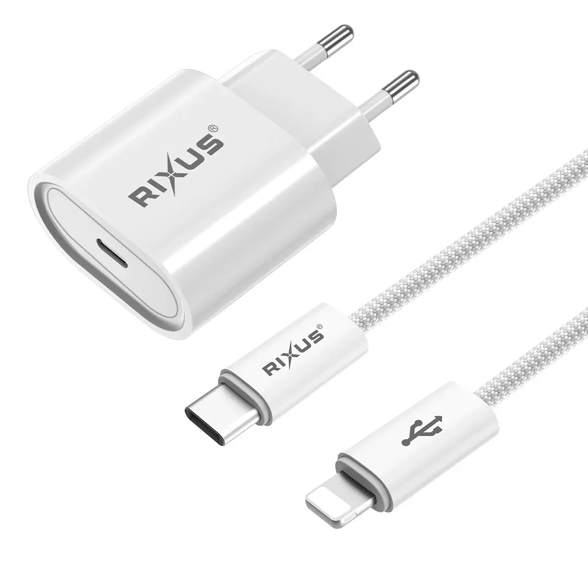 Rixus - Cable USB-C a Lightning 1,8 m 20W – Carga rápida (RXHC20L) - ZONA PHONE
