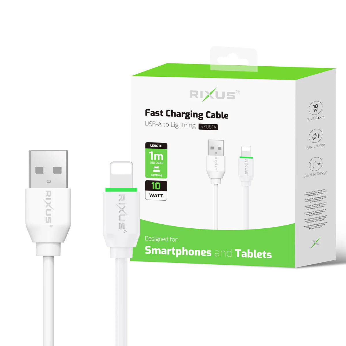 Rixus RXU81A Boost Data Cable Lightning 1m White